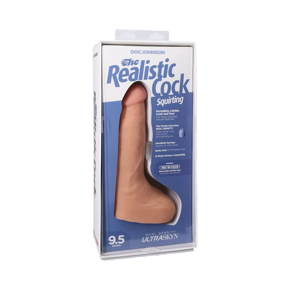 The Realistic Cock Squirting 9.5 " ULTRASKYN Vac-U-Lock Dildo Vanilla