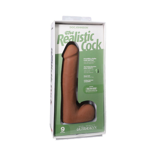 The Realistic Cock 9 " ULTRASKYN Vac-U-Lock Dildo with Balls Caramel