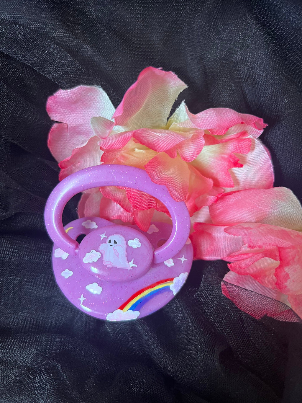 Hand Painted Adult Pacifier - Ghost Forever Baby - Puppy's Aesthetics