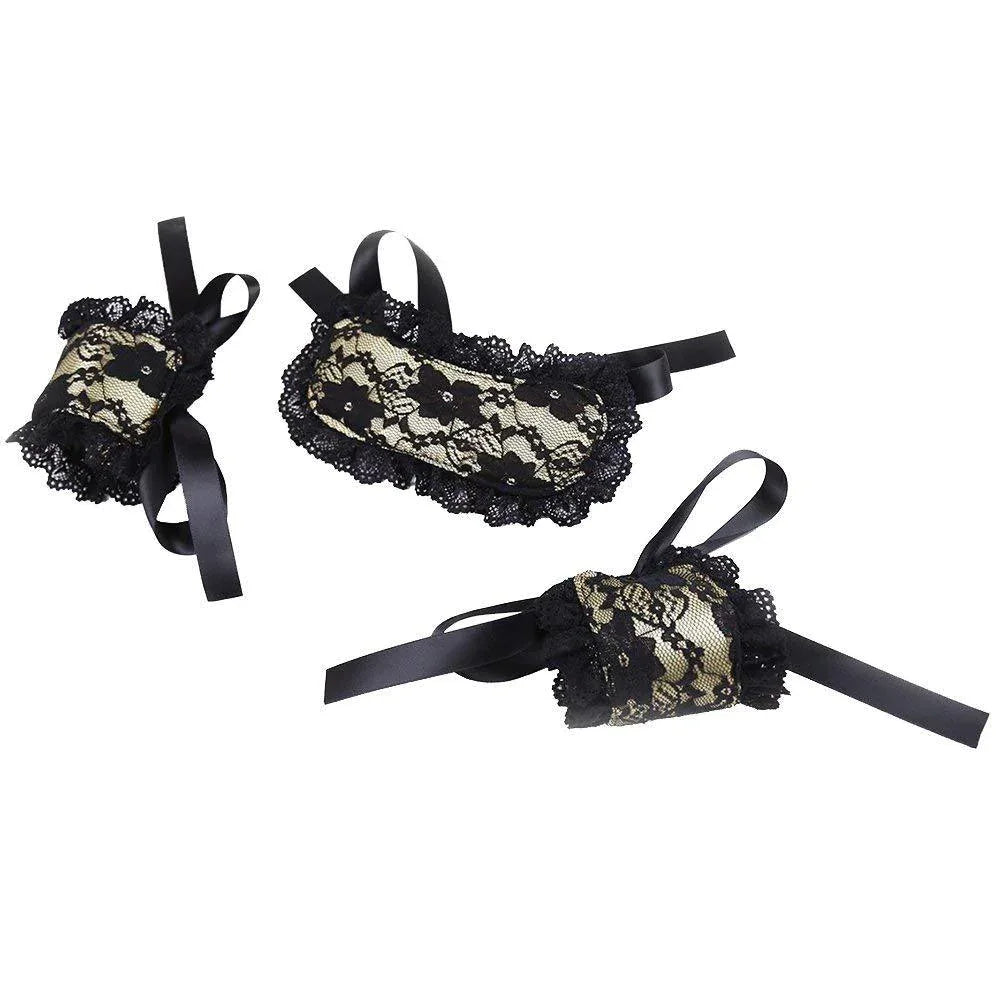 Lace Dreams Blindfold & Cuffs Set - Puppy's Aesthetics