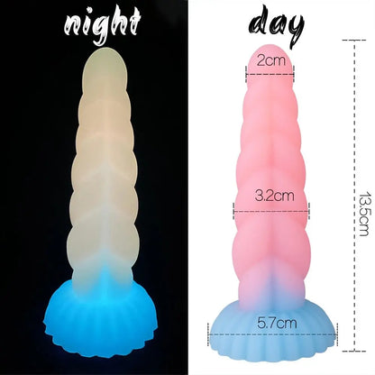 Luminous Dildo Soft Silicone Suction Cup S Pink 13.5cm