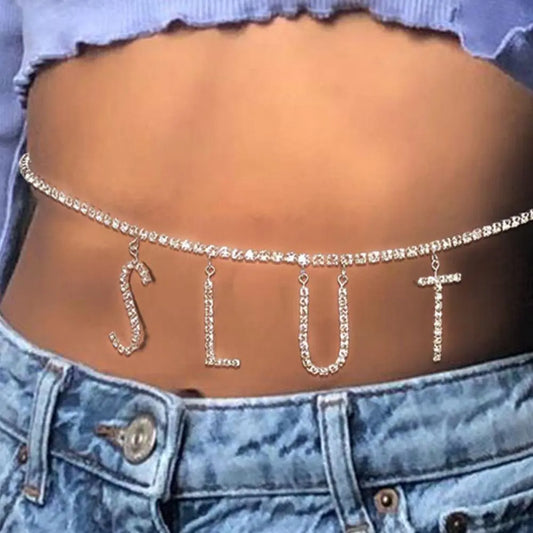 Rhinestone 'Slut' Belly Chain