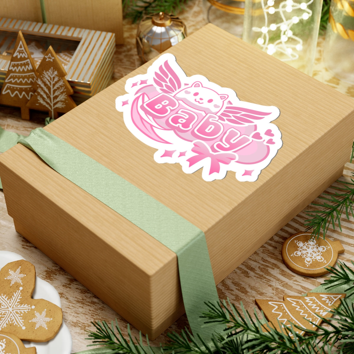 Kawaii Pink Baby Kiss-Cut Sticker - Puppy's Aesthetics