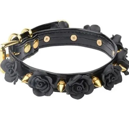 Pastel Goth Spiked Rose Collar (Colors) Gold-color