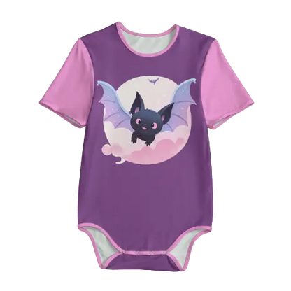 Purple Bat Moon Unisex Adult Onesie Bodysuit White