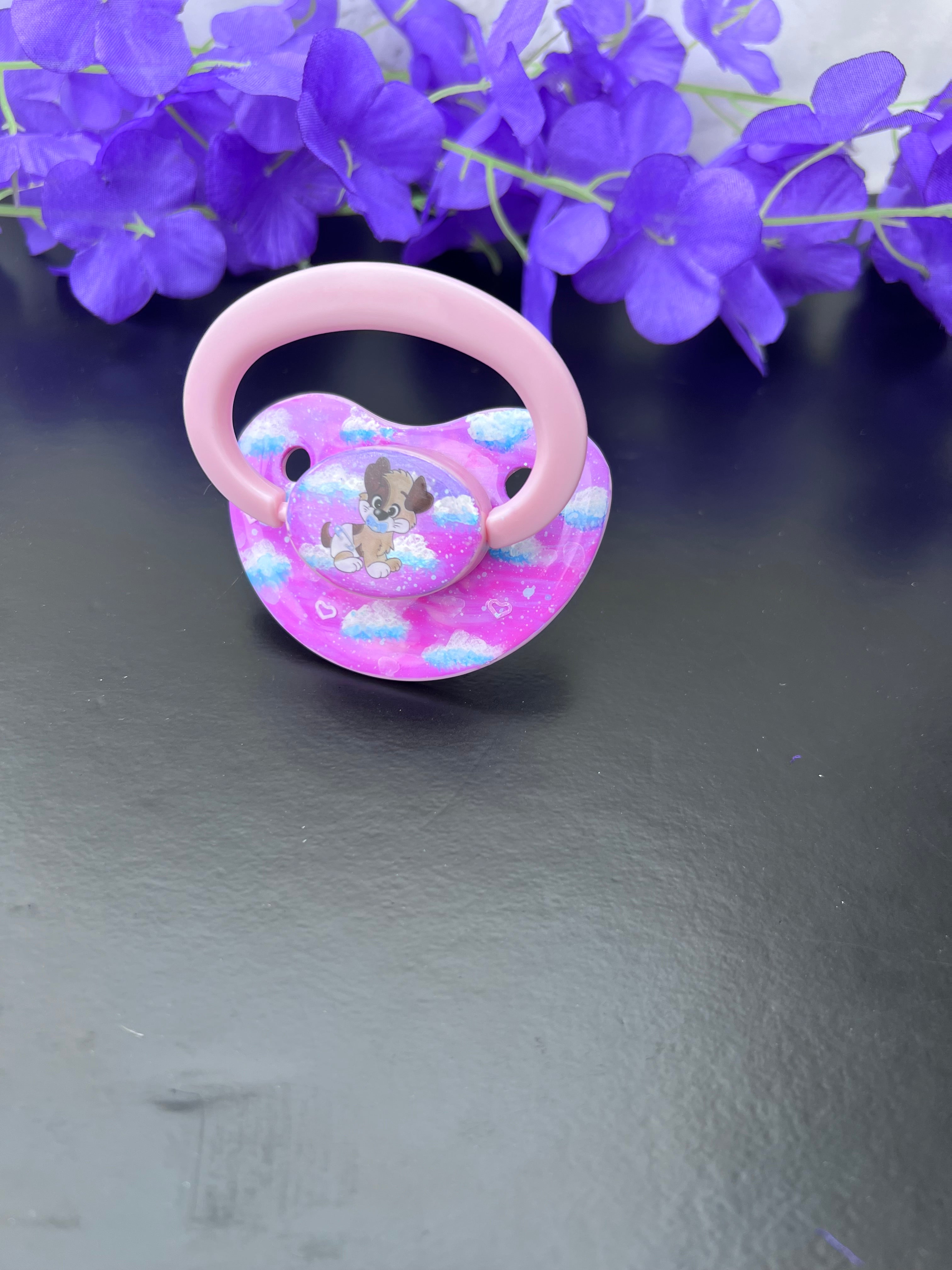Hand Painted Adult Pacifier - Puppy Love