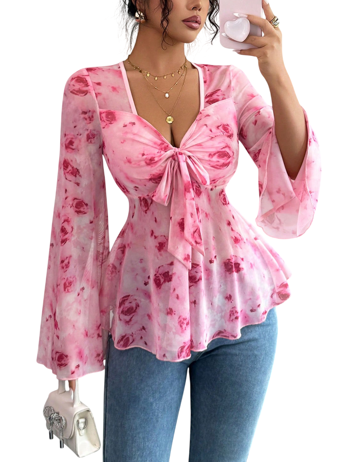 Garden Whisper Tie-Front Blouse