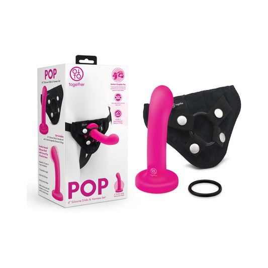 Together Pop 6 " Silicone Dildo & Harness Set Pink