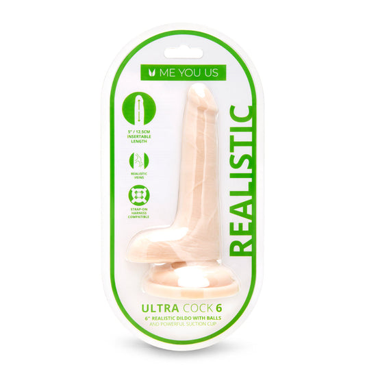 Me You Us Ultra Cock 6 " Realistic Dual Density Dildo with Balls Vanilla