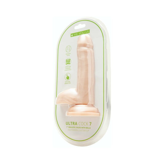 Me You Us Ultra Cock 7 " Realistic Dual Density Dildo with Balls Vanilla