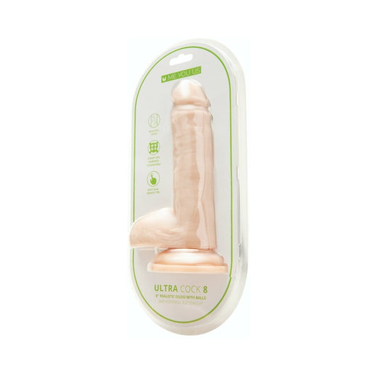 Me You Us Ultra Cock 8 " Realistic Dual Density Dildo with Balls Vanilla