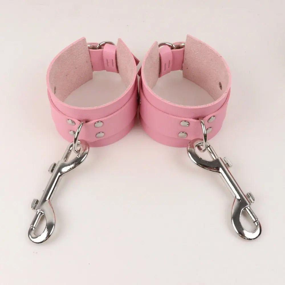 Pink Leather Body Harness style 4 one size