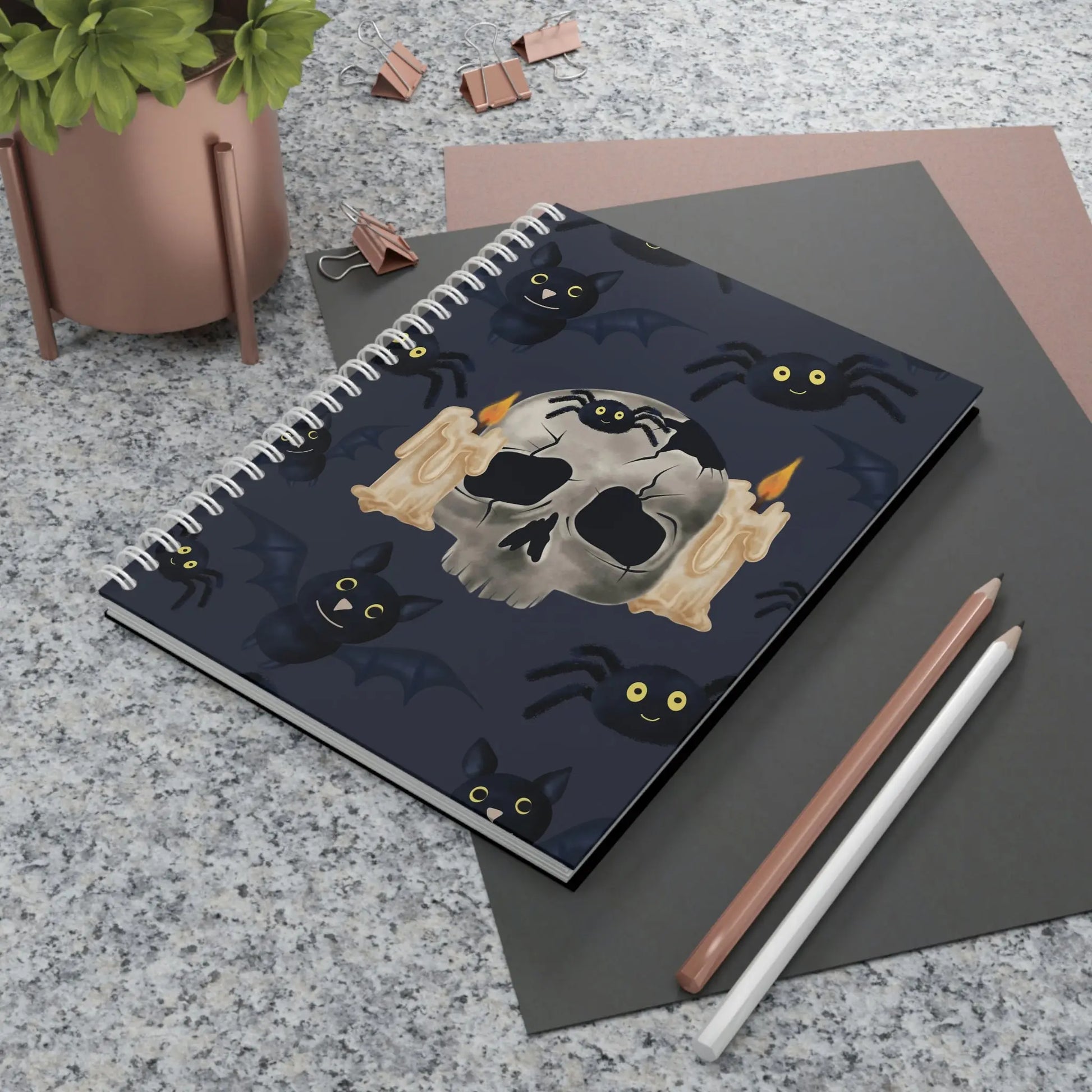 Skull & Bats Spiral Notebook One Size
