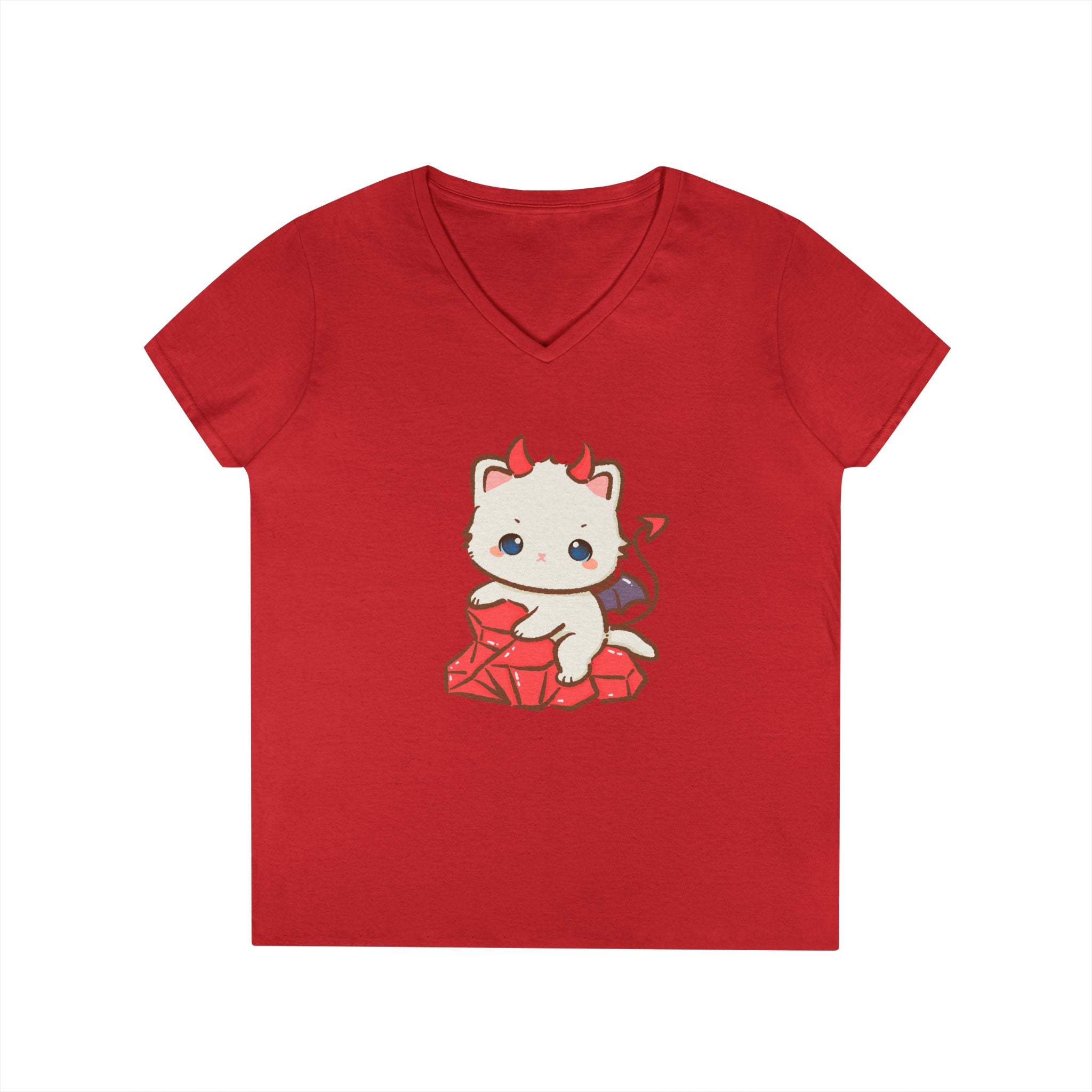 Lil Devil Cat V-Neck Play Tee - Puppy's Aesthetics