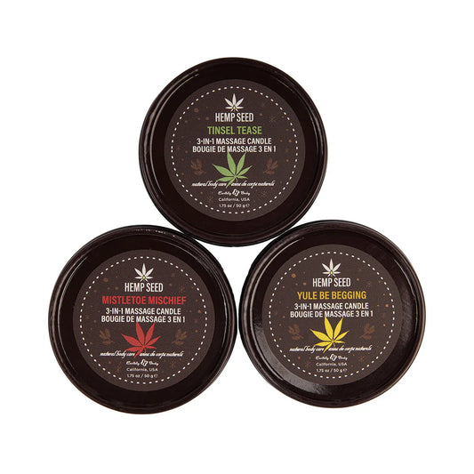 Earthly Body Hemp Seed 3-in-1 Massage Candle Holiday Trio