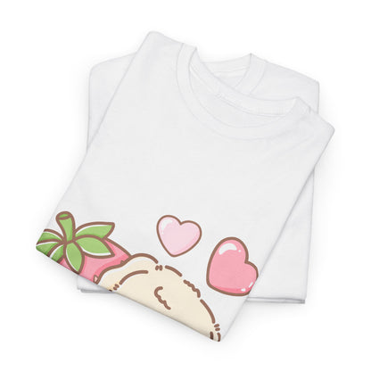 Cute Bunny Strawberry Play Tee - Puppy's Aesthetics