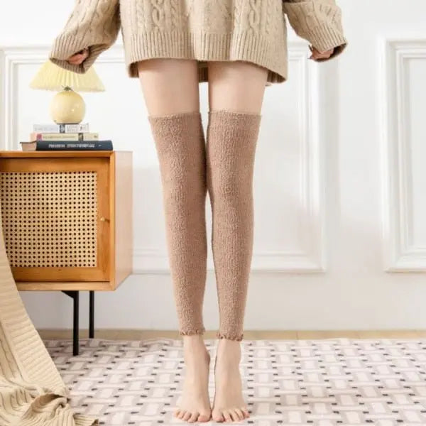 Soft Thick Fuzzy Thigh High Socks 20 One Size