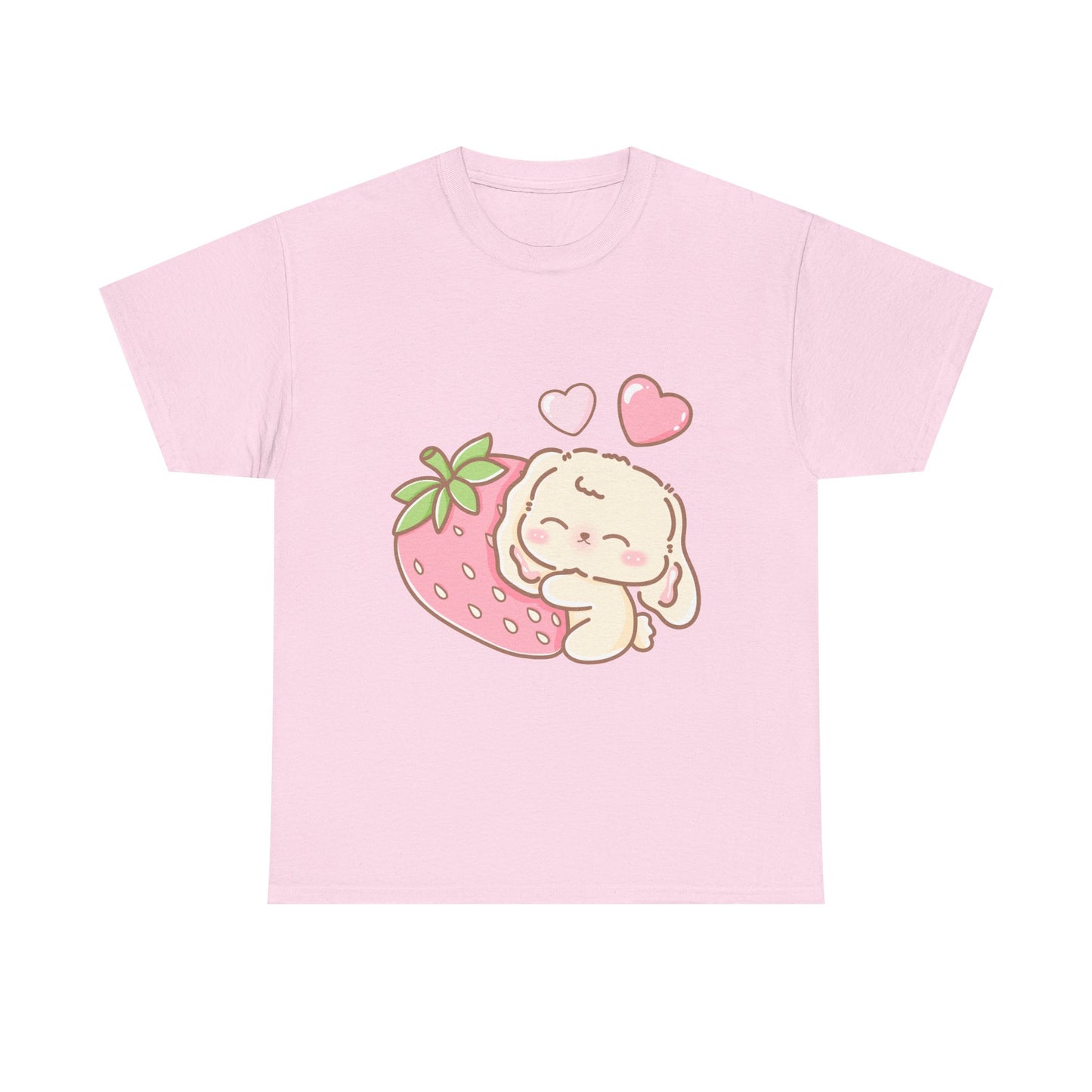 Cute Bunny Strawberry Play Tee - Puppy's Aesthetics