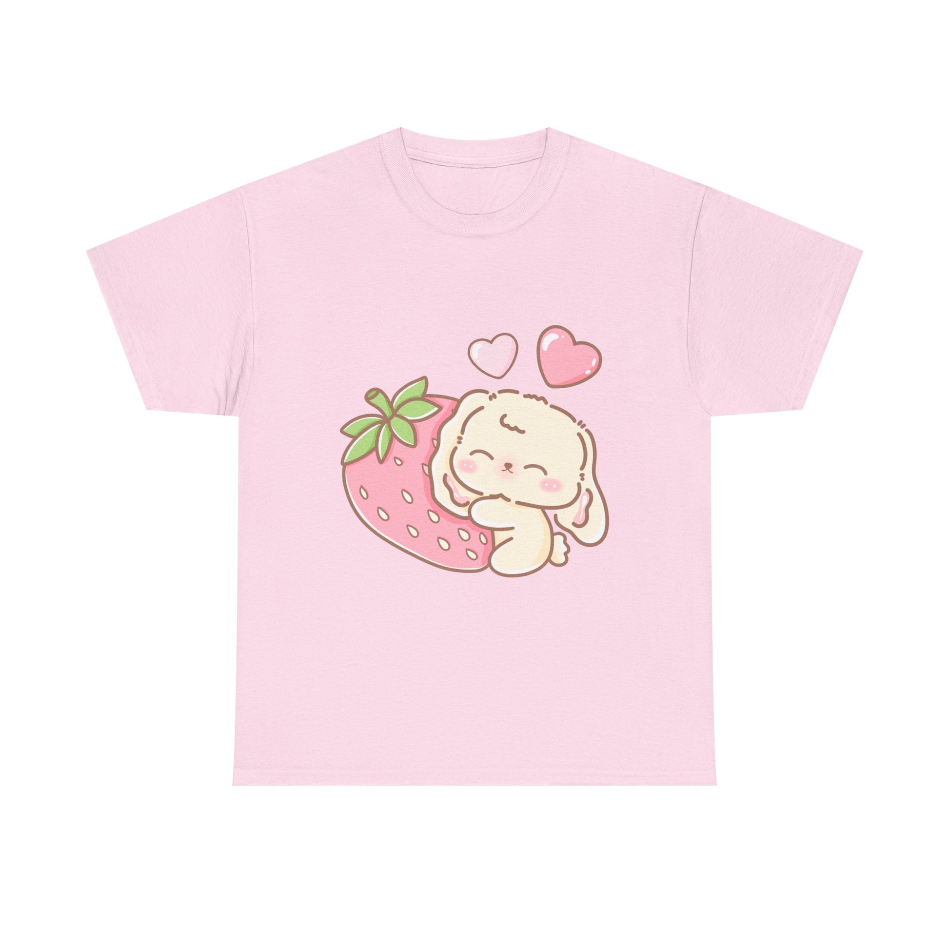 Cute Bunny Strawberry Play Tee - Puppy's Aesthetics