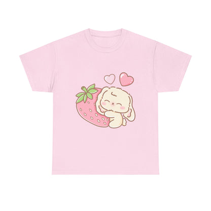 Cute Bunny Strawberry Play Tee - Puppy's Aesthetics