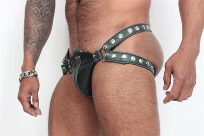 Studded Fetish Leather Harness Briefs (Colors) - Puppy's Aesthetics