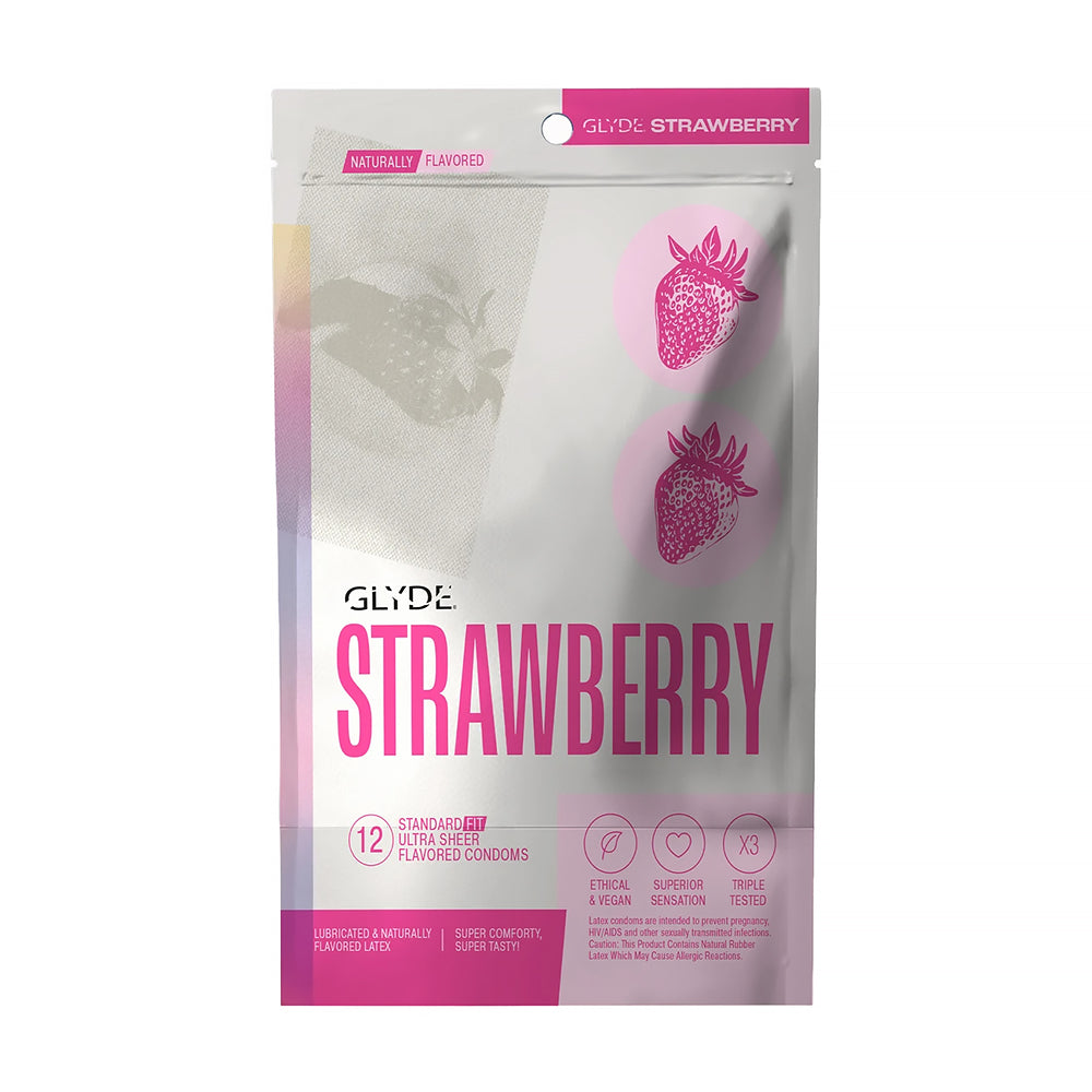 GLYDE Ultrathin Latex Condom Strawberry Flavored 12-Count