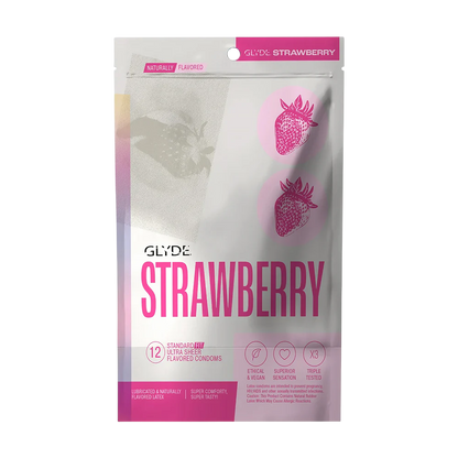 GLYDE ULTRA Ultrathin Latex Condoms (Strawberry/12 Count)