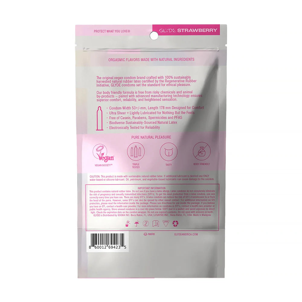 GLYDE ULTRA Ultrathin Latex Condoms (Strawberry/12 Count)