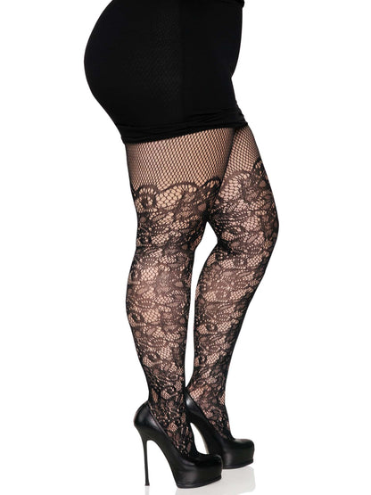 Drew Floral Vine Fishnet Tights