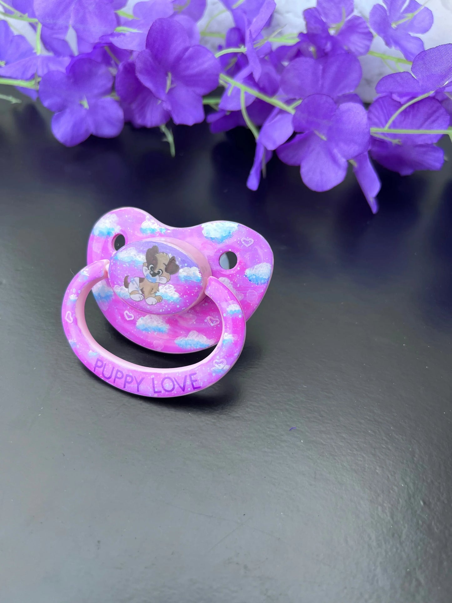 Hand Painted Adult Pacifier - Puppy Love - Puppy's Aesthetics