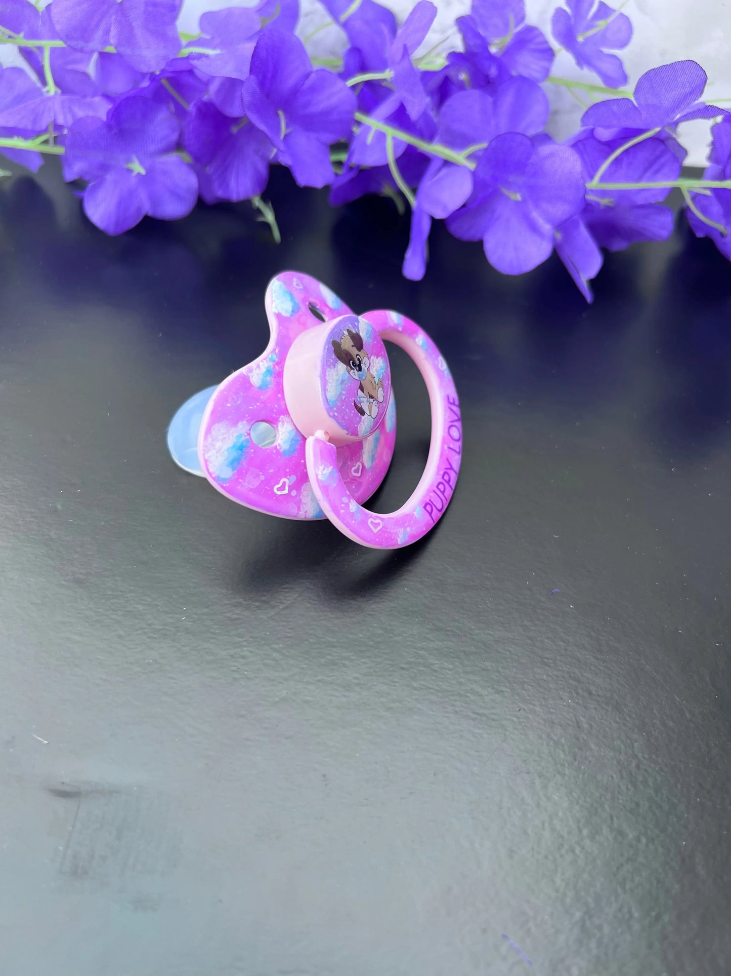 Hand Painted Adult Pacifier - Puppy Love - Puppy's Aesthetics