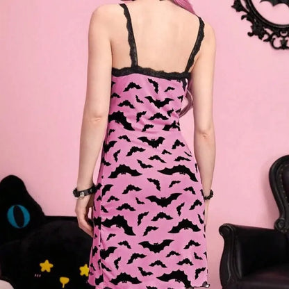 Sweet Pastel Pink Bat Lace Dress