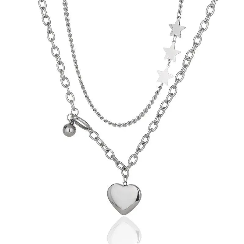 Stainless Steel Heart Star Necklace