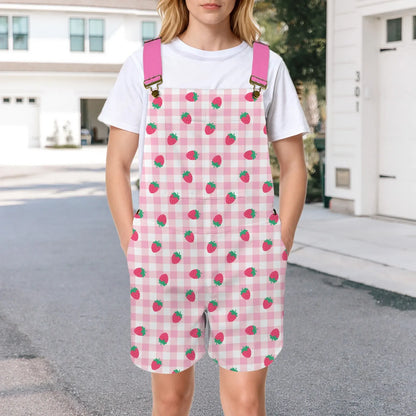 Strawberry Plaid Unisex Huggeralls - Puppy's Aesthetics