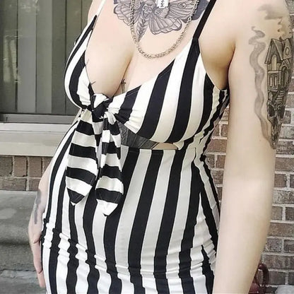 Striped Sexy Gothic Bodycon Dress