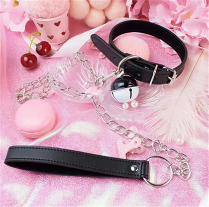 Sexy Collar Leash with Bell Set bk collar and leash
