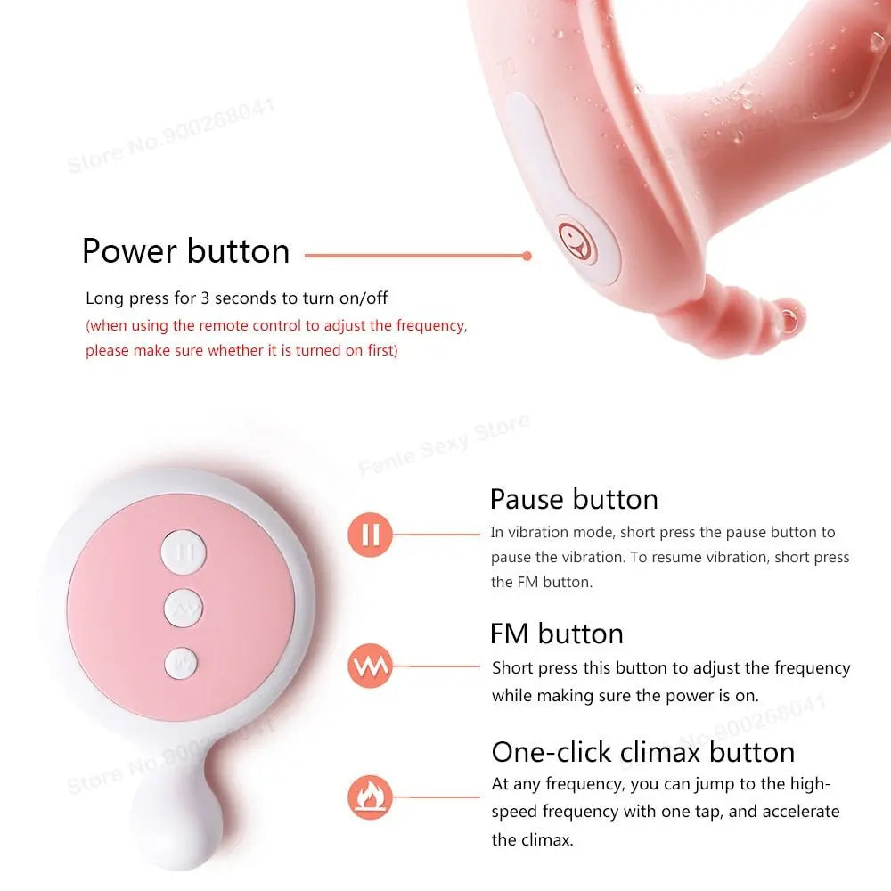 Pink Remote Dildo Vibrator Panties