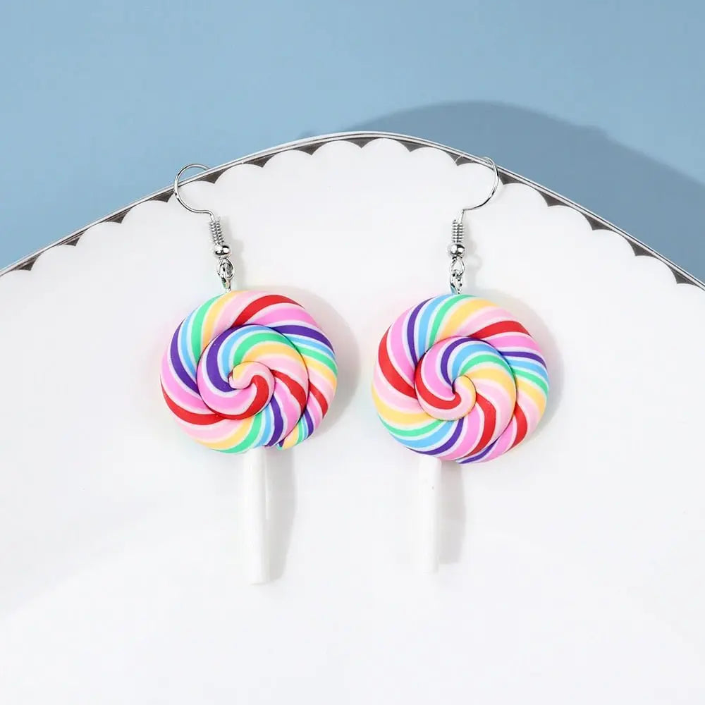 Rainbow Lollipop Drop Earrings silver J
