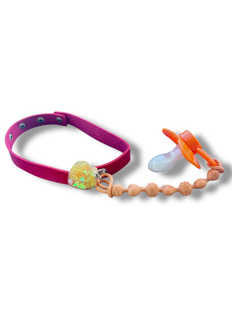 Adult Pacifier Dino Chewable Strap Collar