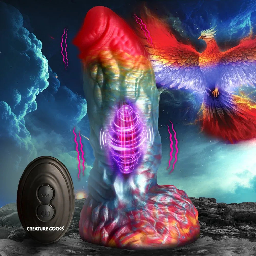Rainbow Phoenix Vibrating Silicone Dildo - Puppy's Aesthetics