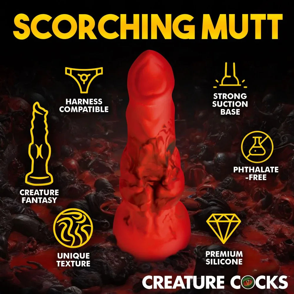 Fire Hound Silicone Dildo – Knotted Fantasy Pleasure - Puppy's Aesthetics
