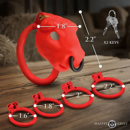 Bull Chastity Cage | Red Lockable Device - Puppy's Aesthetics