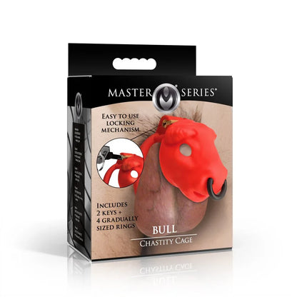 Bull Chastity Cage | Red Lockable Device - Puppy's Aesthetics