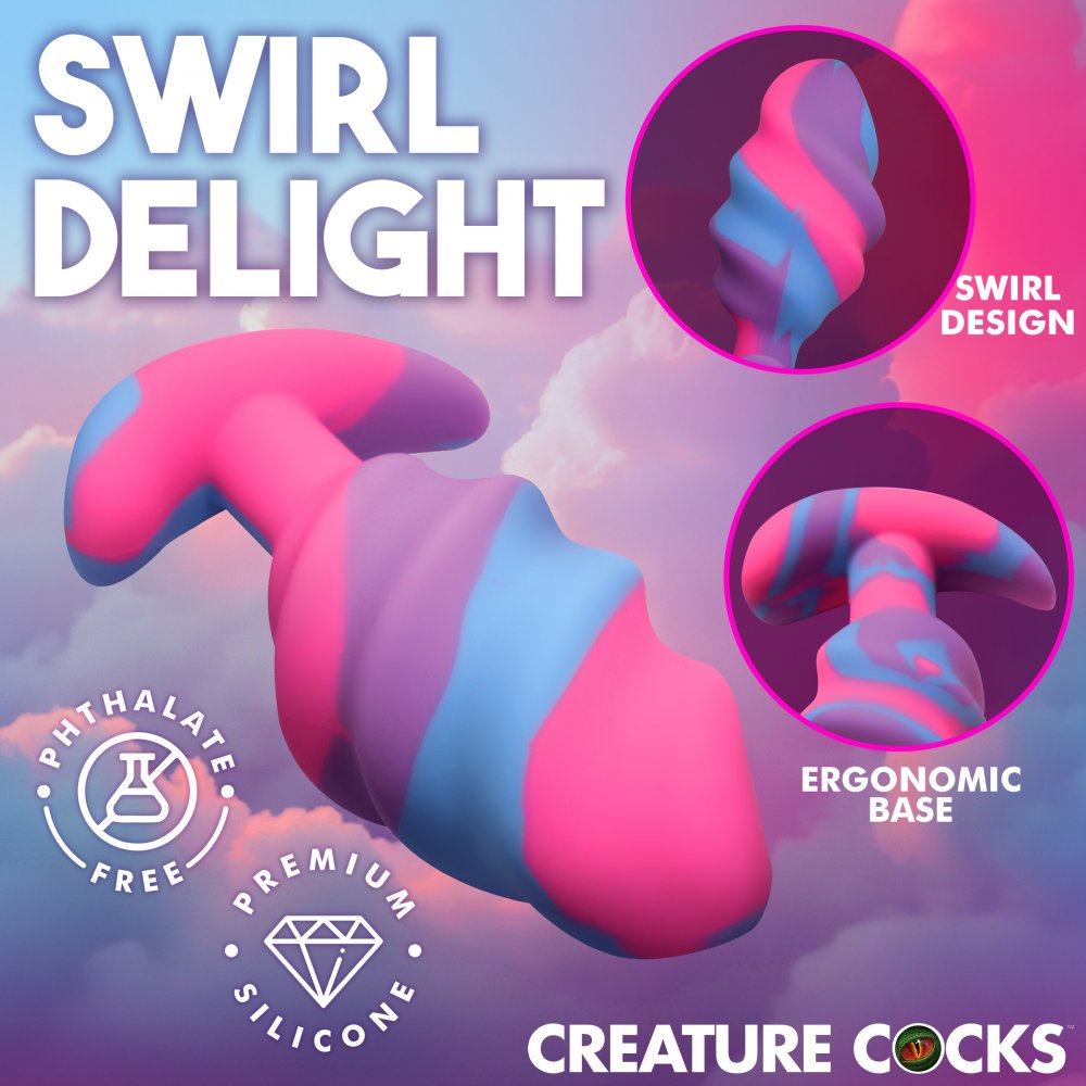 Unicorn Swirl Silicone Butt Plug