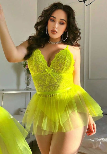 Honey Lace Babydoll Set (Plus Size)