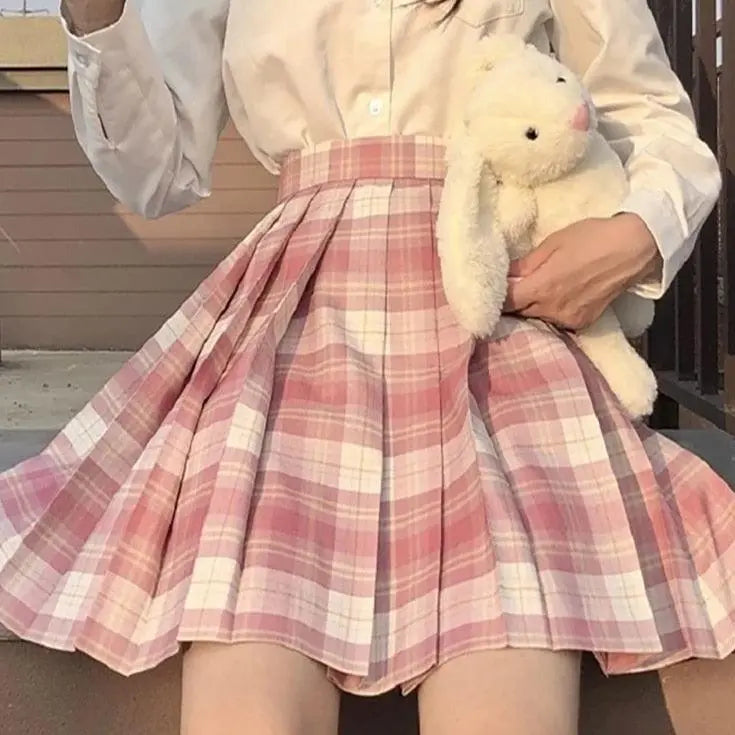 Adorable Plaid Pleated Skirt Puppy's Aesthetics
