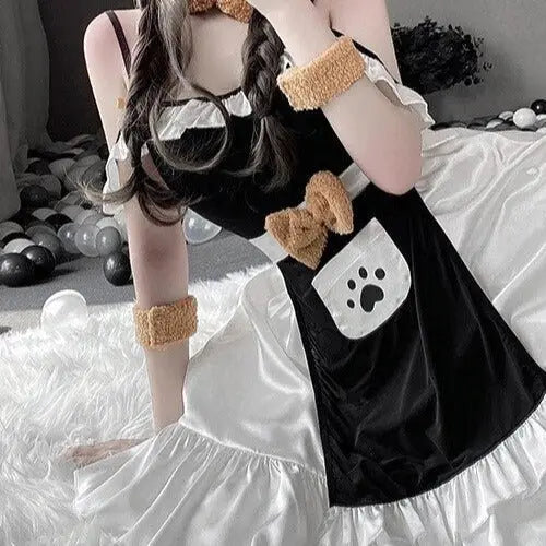Adorable Puppy Petplay Maid Lingerie Set Puppy's Aesthetics