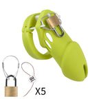Silicone Chastity Cage Male Cock Lock with 5 Penis Rings