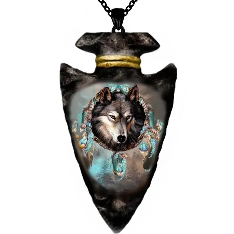 Arrowhead Wolf Couple Pendant Necklace Puppy's Aesthetics