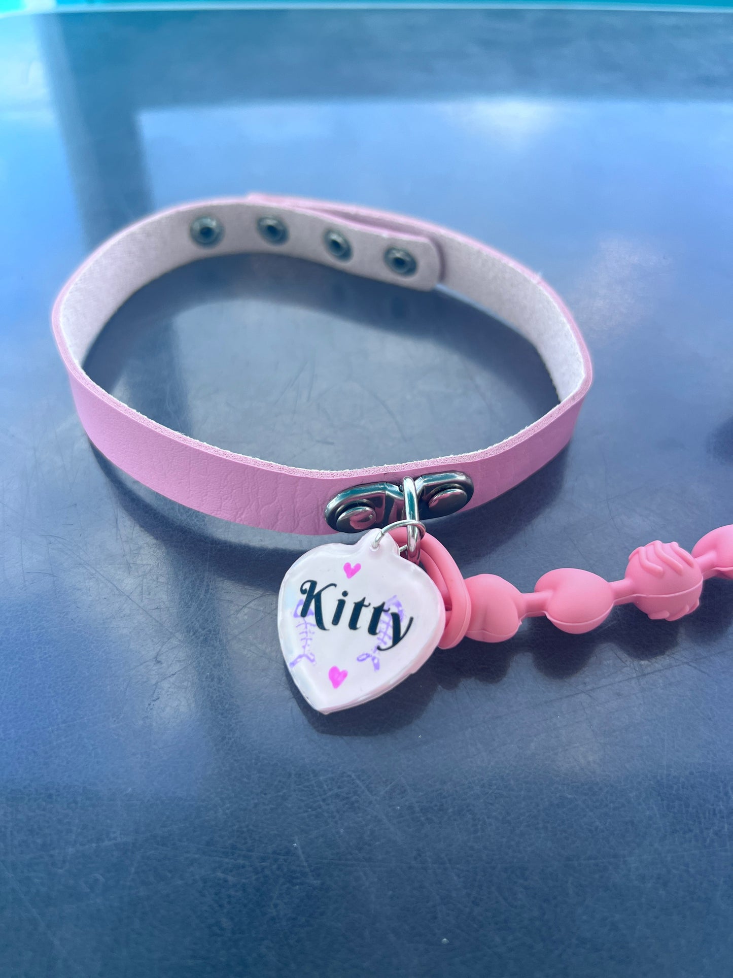 Adult Pacifier Kitty Pink Chewable Strap Collar